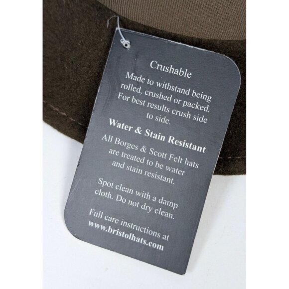 NEW Borges & Scott Doyle Teardrop Fedora Hat Brown 100% Wool Felt Size 56cm NWT - Picture 5 of 10